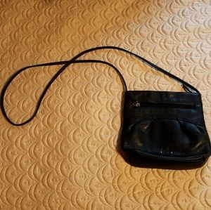 Black Leather Stone Mountain Crossbody Purse